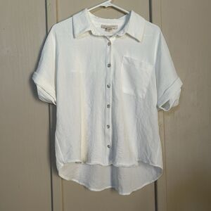 Monteau Los Angeles Womens Top XL White Coastal Beachy Minimalist